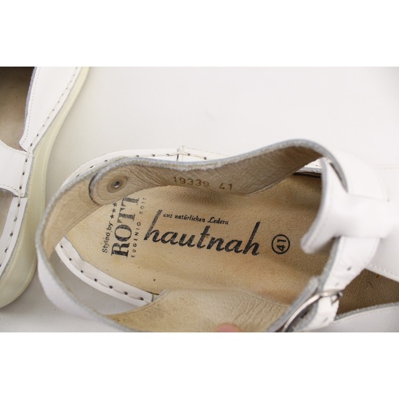 Vintage Rott Hautnah Closed Toe White Sandals Clogs Made In Germany EU Size 41 - Picture 6 of 8